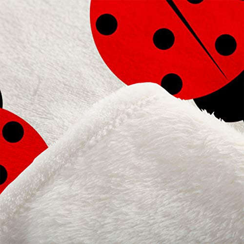 Mugod Ladybug Throw Blanket Red and Black Ladybug Seamless Pattern on White Background Decorative Soft Warm Cozy Flannel Plush Throws Blankets for Baby Toddler Dog Cat 30 X 40 Inch