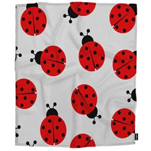 Mugod Ladybug Throw Blanket Red and Black Ladybug Seamless Pattern on White Background Decorative Soft Warm Cozy Flannel Plush Throws Blankets for Baby Toddler Dog Cat 30 X 40 Inch