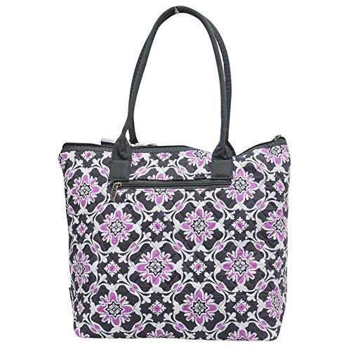 Ngil Quilted Cotton Medium Tote Bag 2018 Spring Collection (Purple Quatro Vine Grey)