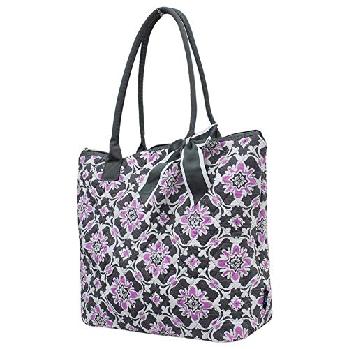 Ngil Quilted Cotton Medium Tote Bag 2018 Spring Collection (Purple Quatro Vine Grey)