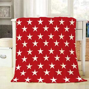 mugod stars throw blanket usa flag white stars on a red background seamless pattern decorative soft warm cozy flannel plush throws blankets for bedding sofa couch 50 x 60 inch
