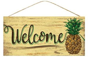 craig bachman 12″ wooden sign: welcome pineapple wall hanger door hanger ap8368