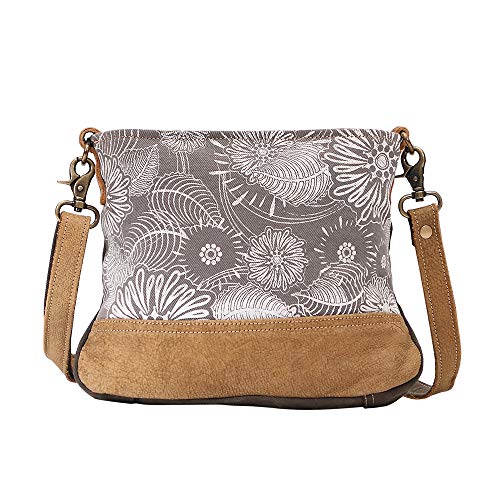 Myra Bag Saplings Upcycled Canvas & Leather Shoulder Bag S-1469