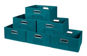 niche cubo set of 6 half-size foldable fabric storage bins- teal