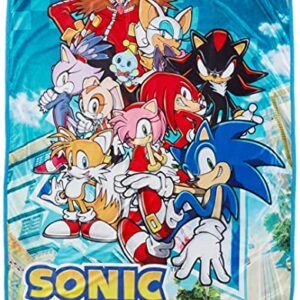 Great Eastern Entertainment Sonic The Hedgehog- Big Group Sublimation Throw Blanket 46" x 60"