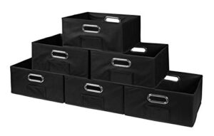 niche cubo set of 6 half-size foldable fabric storage bins- black