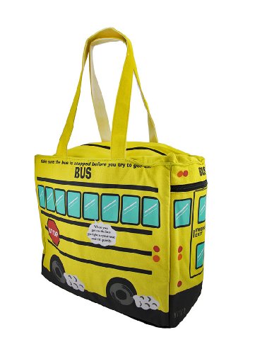 Yellow School Bus Insulated Canvas Tote Bag