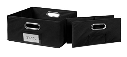 Niche Cubo Set of 2 Half-Size Foldable Fabric Storage Bins- Black