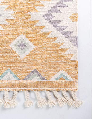 Unique Loom Mesa Collection Geometric, Natural Fibers, Southwestern, Bohemian Area Rug (2' 0 x 3' 0 Rectangular, Yellow/ Ivory)