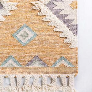 Unique Loom Mesa Collection Geometric, Natural Fibers, Southwestern, Bohemian Area Rug (2' 0 x 3' 0 Rectangular, Yellow/ Ivory)