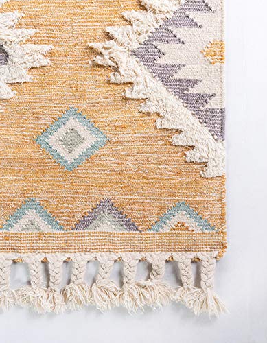 Unique Loom Mesa Collection Geometric, Natural Fibers, Southwestern, Bohemian Area Rug (2' 0 x 3' 0 Rectangular, Yellow/ Ivory)