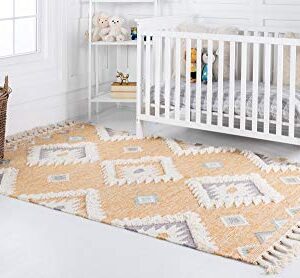 Unique Loom Mesa Collection Geometric, Natural Fibers, Southwestern, Bohemian Area Rug (2' 0 x 3' 0 Rectangular, Yellow/ Ivory)