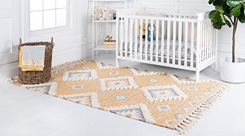 Unique Loom Mesa Collection Geometric, Natural Fibers, Southwestern, Bohemian Area Rug (2' 0 x 3' 0 Rectangular, Yellow/ Ivory)