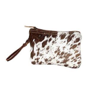 myra bag women’s hair-on hide small pouch wristlet brown one size