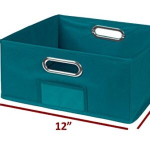 Niche Cubo Set of 12 Half-Size Foldable Fabric Storage Bins with Label Holder- Teal