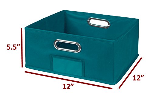 Niche Cubo Set of 12 Half-Size Foldable Fabric Storage Bins with Label Holder- Teal