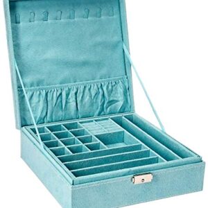 KLOUD City Two-Layer Jewelry Box Organizer Display Storage case with Lock (Blue)