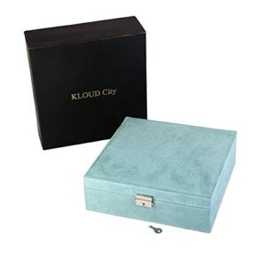 KLOUD City Two-Layer Jewelry Box Organizer Display Storage case with Lock (Blue)