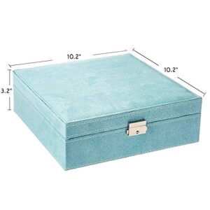 KLOUD City Two-Layer Jewelry Box Organizer Display Storage case with Lock (Blue)