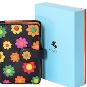 Visconti Spanish DS-82 Womens Floral Multi Colored Bifold Wallet DAISY COLLEC. - Black Multi, Medium