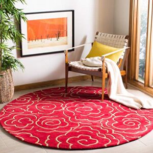 safavieh soho collection 8′ round red soh812a handmade premium wool & viscose area rug