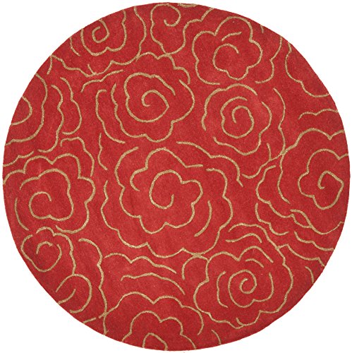 SAFAVIEH Soho Collection 8' Round Red SOH812A Handmade Premium Wool & Viscose Area Rug