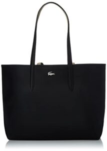 lacoste womens reversible anna tote top handle handbag, black warm sand, one size us