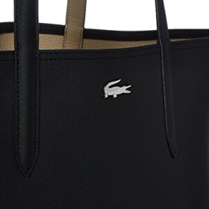 Lacoste womens Reversible Anna Tote Top Handle Handbag, Black Warm Sand, One Size US