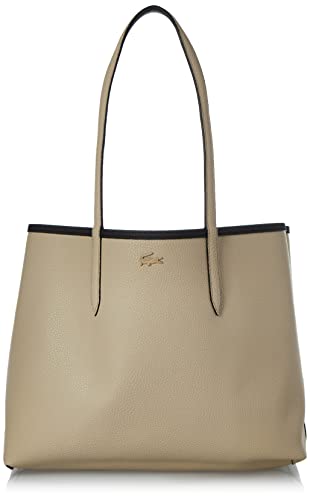 Lacoste womens Reversible Anna Tote Top Handle Handbag, Black Warm Sand, One Size US