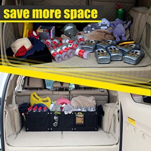 GEEDAR Large Trunk Organizer Car Organizers and Storage for SUV 3 Compartments Collapsible Portable Non-Slip Bottom Tie Down Strap (Gray)