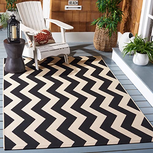 SAFAVIEH Courtyard Collection 5'3" x 7'7" Black/Beige CY6245 Indoor/ Outdoor--Waterproof Easy--Cleaning Patio Backyard Mudroom Area--Rug