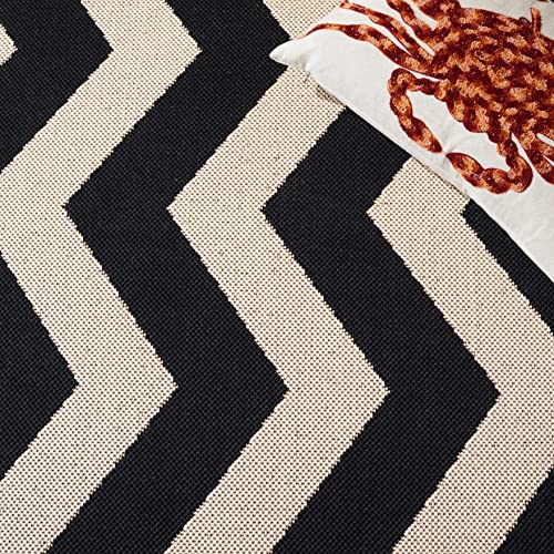 SAFAVIEH Courtyard Collection 5'3" x 7'7" Black/Beige CY6245 Indoor/ Outdoor--Waterproof Easy--Cleaning Patio Backyard Mudroom Area--Rug