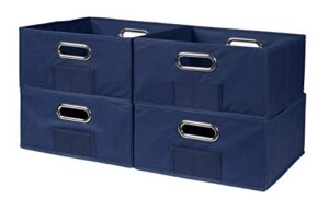 niche cubo set of 4 half-size foldable fabric storage bins- blue