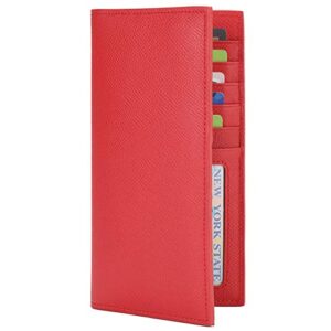 gintaxen slim leather id/credit card holder long wallet with rfid blocking – red