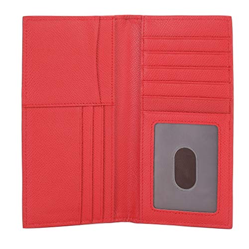 GintaXen Slim Leather ID/Credit Card Holder Long Wallet with RFID Blocking - Red