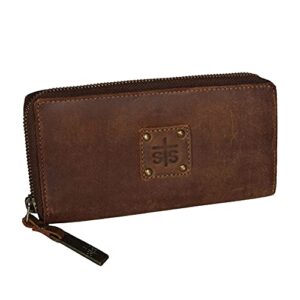 STS Ranchwear Women's Distressed Brown Leather Baroness Bi-fold Zip Wallet