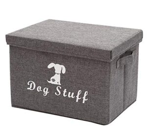 geyecete linen storage basket bin chest organizer – perfect for organizing dog apparel & accessories storage, dog shirts, dog coats, dog toys, dog clothing, dog dresses, gift baskets – gray