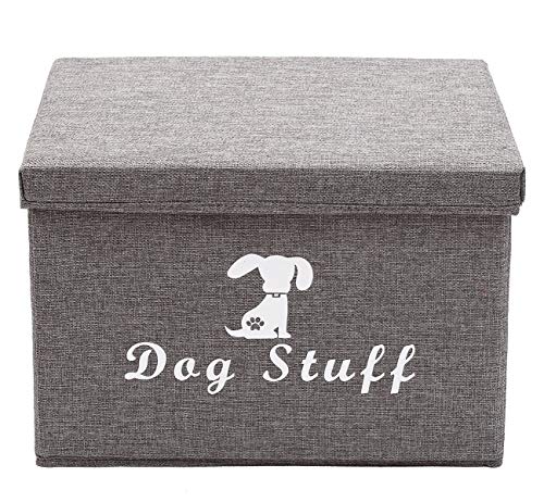 Geyecete Linen Storage Basket Bin Chest Organizer - Perfect for Organizing Dog Apparel & Accessories Storage, Dog Shirts, Dog Coats, Dog Toys, Dog Clothing, Dog Dresses, Gift Baskets - Gray