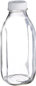 libbey glass milk bottle with lid – 33.5 oz (pack of 6)