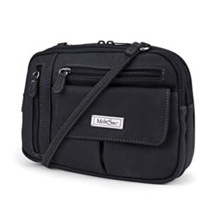 MultiSac womens Zippy Triple Compartment Crossbody Bag Cross Body, Black, One Size US