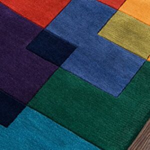 Momeni Rugs New Wave Collection, 100% Wool Hand Carved & Tufted Contemporary Area Rug, 3'6" x 5'6", Multicolor