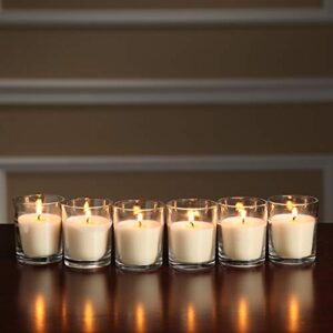 Hosley 48 Pack Ivory Unscented Clear Glass Filled Votive Candles. Hand Poured Wax Candle Ideal Gifts for Aromatherapy Spa Weddings Birthdays Holidays Party (Warm White)