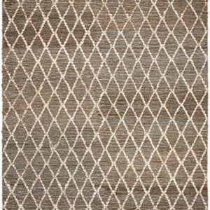 SAFAVIEH Natural Fiber Collection 9' x 12' Grey NF951F Handmade Boho Moroccan Trellis Jute Area Rug