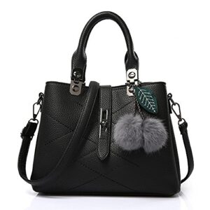 Mn&Sue Women Top Handle Satchel Leather Handbag Shoulder Bag Lady Tote Purse with Strap