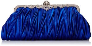 yonger womens vintage satin cocktail party handbag wedding bag shoulder chain-blue