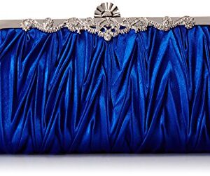 Yonger Womens Vintage Satin Cocktail Party Handbag Wedding Bag Shoulder Chain-blue