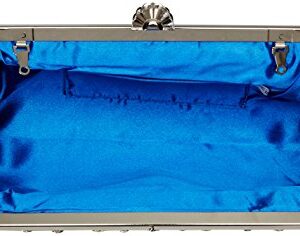 Yonger Womens Vintage Satin Cocktail Party Handbag Wedding Bag Shoulder Chain-blue