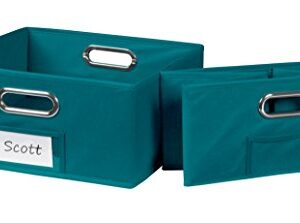 Niche Cubo Set of 2 Half-Size Foldable Fabric Storage Bins- Teal