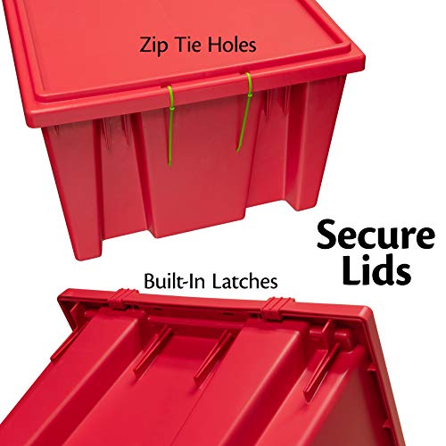 Akro-Mils 35231 Lid for 35225 and 35230 Plastic Nest and Stack Storage Tote, Red, (3-Pack)