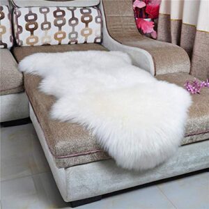 hebe faux fur rug sheepskin rug runner 2’x4′ soft sheepskin fur chair couch cover milk white sheepskin area throw rug runner for bedroom kids nursery living room